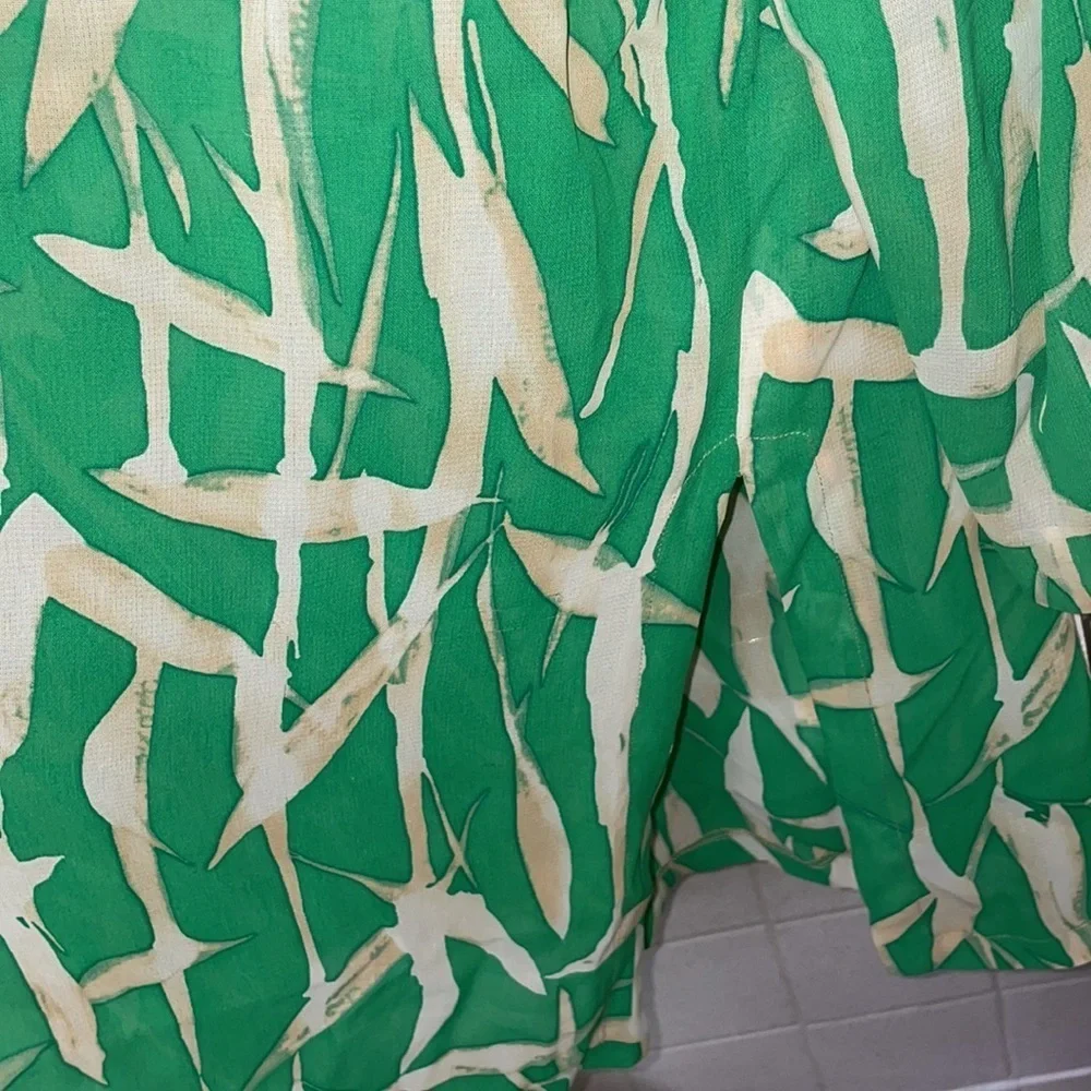Anne crimmins for umi collection bamboo green flow top skirt two piece set SILK